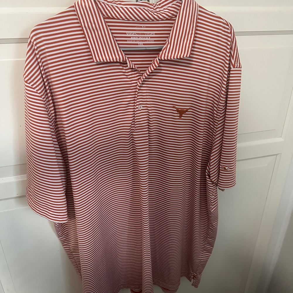 Vineyard Vines Orange and White Striped Polo Shirt